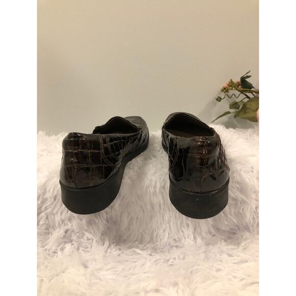 Clarks Gael Angora women's Loafers Brown Croc-embossed Leather Finish Size 6M - Picture 4 of 9
